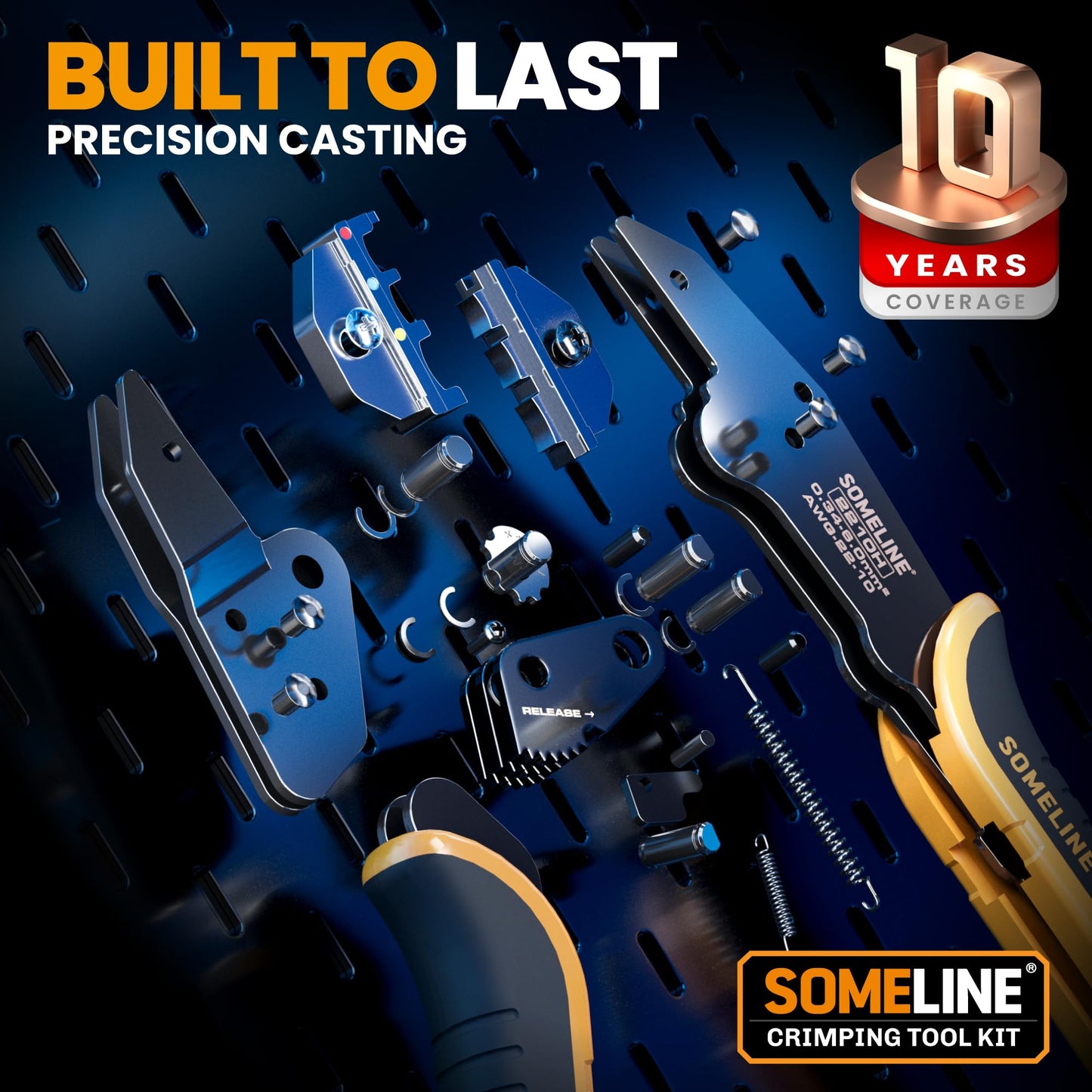 SOMELINE® Crimping Tool for Heat Shrink Connectors Kit, with 21 Size Marine Grade Heat Shrink Terminals, 22-10 AWG Ratchet Crimping Pliers for Heat Shrink, Nylon and Closed End Connectors