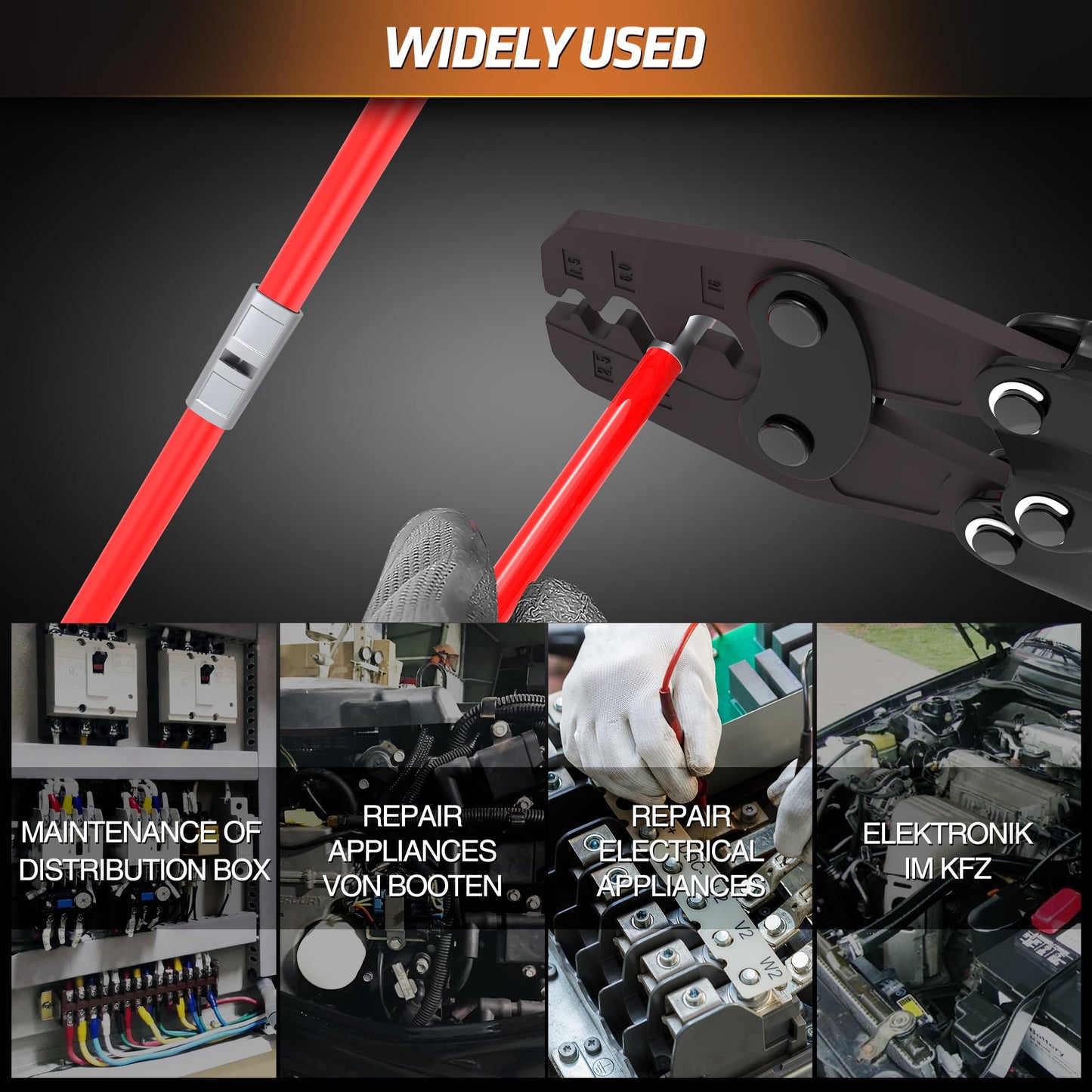 SOMELINE® DIN Series Ring Cable Lug Set for Cables 4-16mm², Includes Ring, Crimp, Cable Lugs in Sizes M5, M6, M8 & M10, Tube Cable Lugs, Compatible with 16S Crimping Pliers