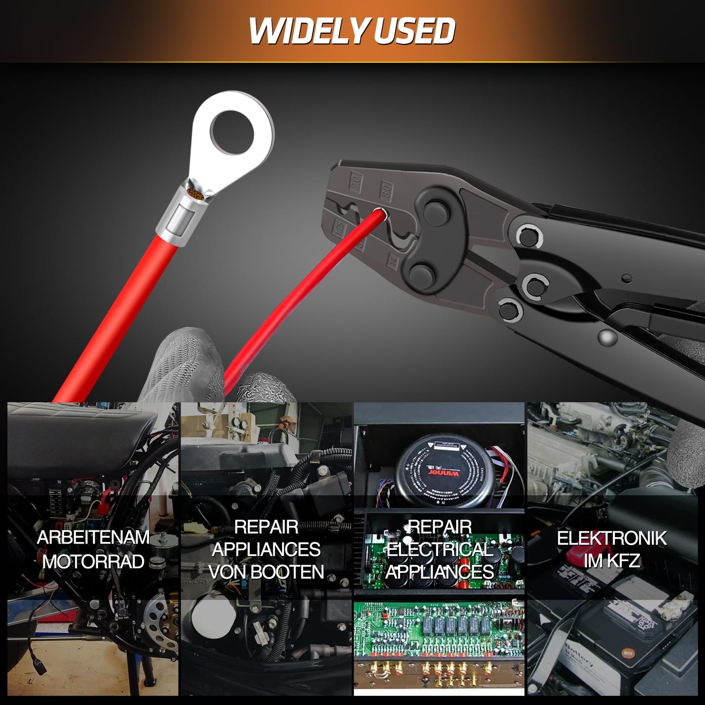 SOMELINE® DIN Series Ring Cable Lug Set - Crimp Cable Lugs - Non-Insulated for Cables 0.34-10mm² - M3 M4 M5 M6 M8 M10 - Cable Lugs - Tube Cable Lugs - Ring Cable Lugs - Compatible with 16S Crimping Pliers