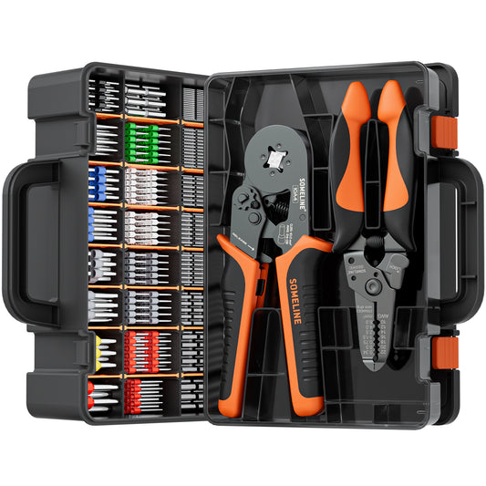 SOMELINE® Crimping Tools Set with 24 Types of Ferrules - Ferrule Pliers 0.25-10mm²(AWG 24-8) I Wire Strippers, Electricians Tools, Crimper, Crimping Pliers, Wire Crimping Tool, Crimping Tool