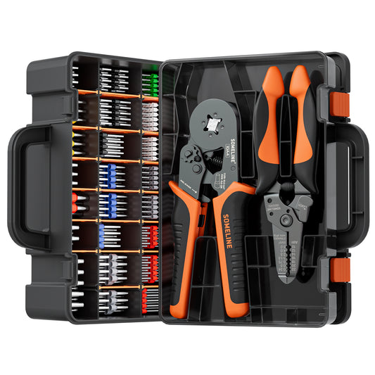 SOMELINE® Crimping Tools Set with 23 Types of Ferrules - Ferrule Pliers 0.25-10mm²(AWG 24-8) I Wire Strippers, Electricians Tools, Crimper, Crimping Pliers, Wire Crimping Tool, Crimping Tool