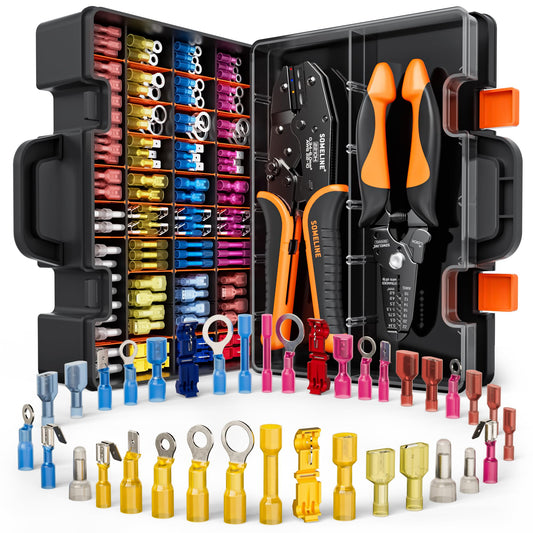 SOMELINE® Crimping Tool Kit for Heat Shrink Connectors, AWG 22-10 with 36 Size Marine Grade Heat Shrink Wire Connectors, Crimping Tool for Nylon,and Sealed Terminals UL Listed Connectors