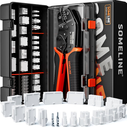 SOMELINE® Crimping Tool Connector Kit, Compatible with Mini-Fit Jr 4.2mm Pitch (2-16 Circuits) Connectors and 24-16 AWG Terminal, 30-16 AWG Crimping Pliers for Molex Mini-Fit Jr, 2.54mm, KF2510