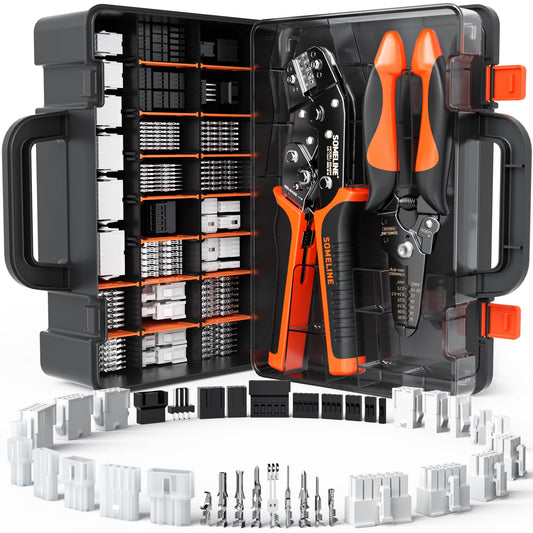 SOMELINE® Crimping Tool Connector Kit, 41 Types of Connectors (2.54-4.2mm), Compatible with Molex Mini-Fit Jr 4.2mm, Standard .062" (3.68mm), Dupont 2.54mm, KF2510 and KK254, Crimper for 30-16 AWG Wire