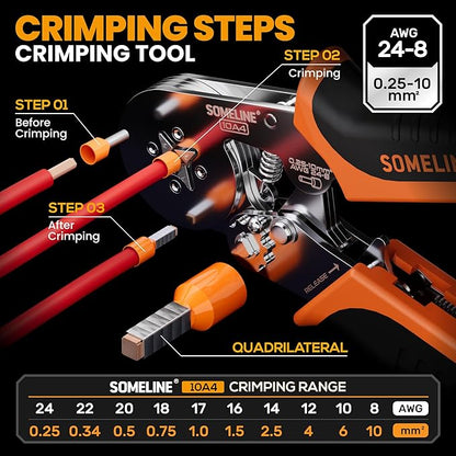 SOMELINE® Crimping Tools Set with 24 Types of Ferrules - Ferrule Pliers 0.25-10mm²(AWG 24-8) I Electricians Tools, Crimper, Crimping Pliers, Wire Crimping Tool, Crimping Tool