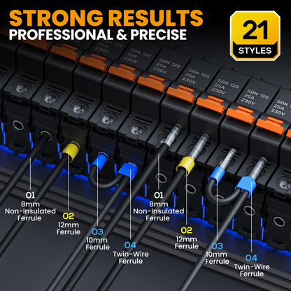 SOMELINE® Ferrule Hexagonal Crimping Tool Kit, 21 Sizes Ferrules, 24-8 AWG Ferrule Crimper, Hexagonal Crimp Pliers Ferrule Terminal Kit