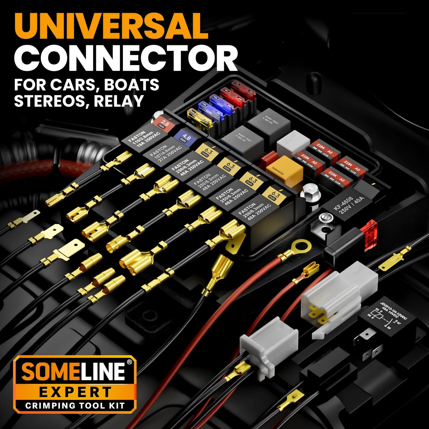 SOMELINE® Non-Insulated Open Terminal Crimping Tool, AWG 24-14 Ratcheting Crimper, Wire Crimping Tool, for Molex TE Series Non-Insulated Terminal Connectors