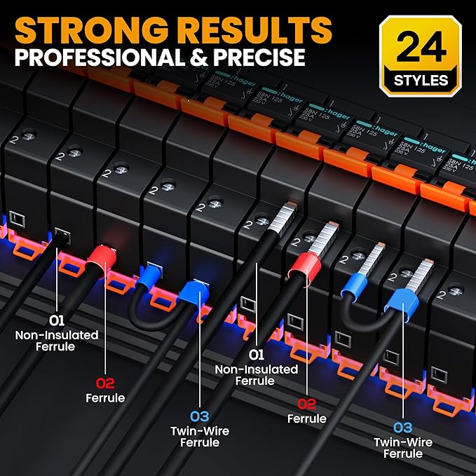 SOMELINE® Crimping Tools Set with 24 Types of Ferrules - Ferrule Pliers 0.25-10mm²(AWG 24-8) I Electricians Tools, Crimper, Crimping Pliers, Wire Crimping Tool, Crimping Tool