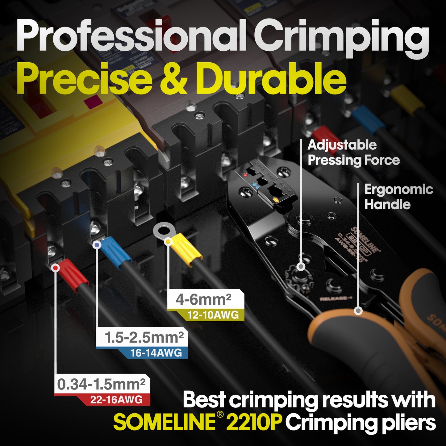 SOMELINE® Insulated Wire Terminal Crimping Tools Kit, Crimping Tool Set with 30 Sizes Wire Crimps Terminal, Crimping Cable lugs Set, Butt Plugs Terminal for 0.34-6mm²(AWG 22-10) Electrical Wire