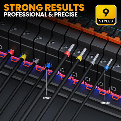 SOMELINE® Ferrule Crimping Tool Kit,Self-Adjusting Pliers for wire ferrules AWG 24-8, With 9 Sizes Insulated Wire Ferrules Terminals,Square Crimp Connector Assortment Kit (GX9-4)