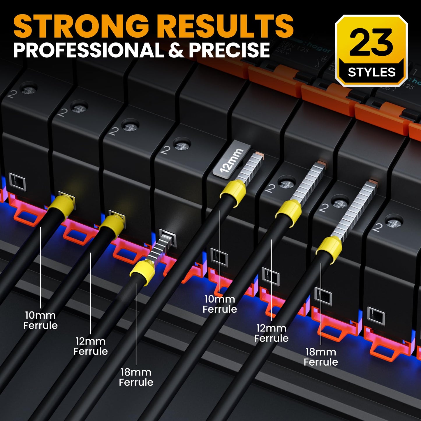 SOMELINE® Ferrule Crimping Tool, Ratchet Pliers for AWG24-8 with 23 Sizes Wire End Ferrule Terminals, Quadrilateral Wire Crimp Pliers with Crimp Connectors,Crimp Pliers and Stripper Kit Crimp Connector