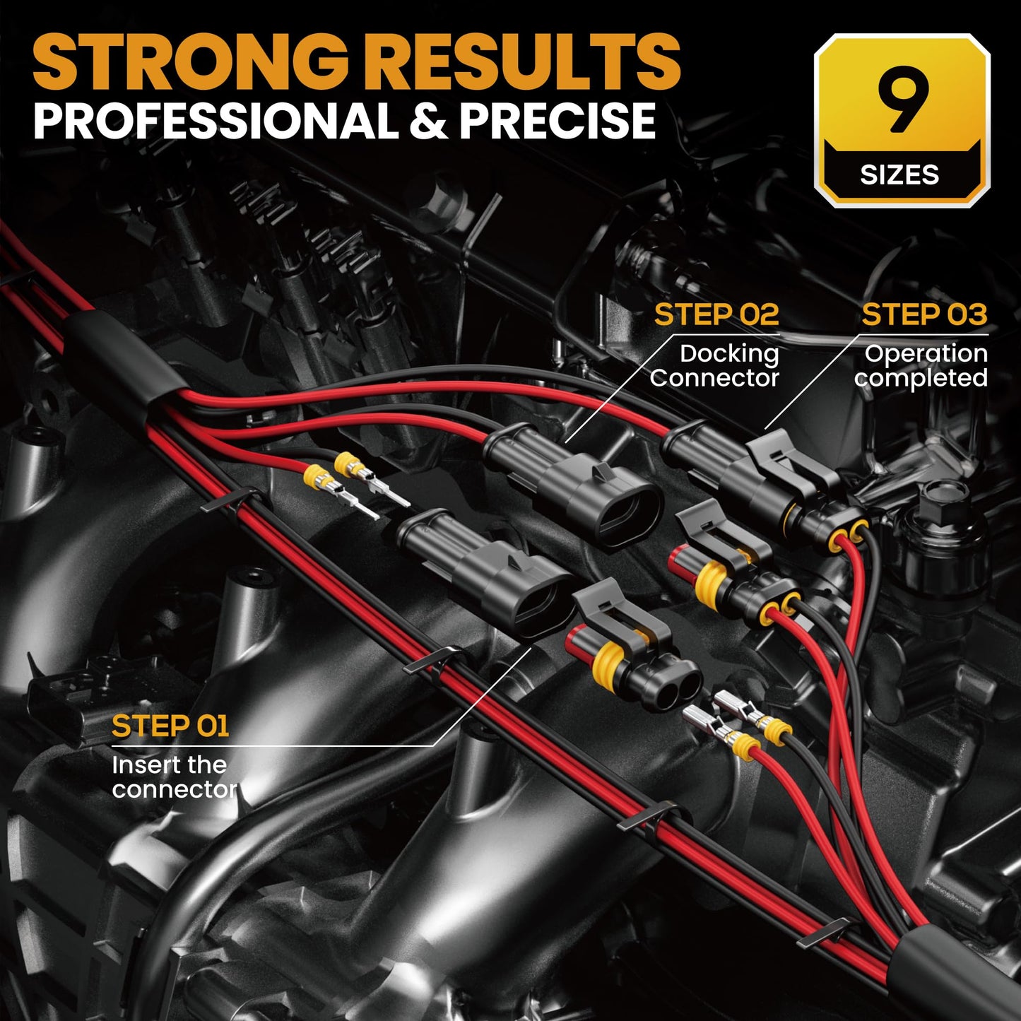 SOMELINE® Waterproof Automotive Electrical Connectors Crimping Tool Kit, with 2/3 Pin Automotive Connectors, Pins and 22–14 AWG Ratchet Crimper – For Car, Truck, Motorcycle, Marine & DIY Wiring