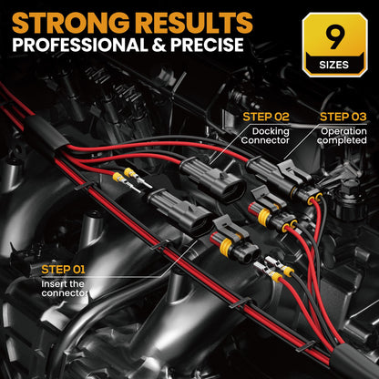 SOMELINE® Waterproof Automotive Electrical Connectors Crimping Tool Kit, with 2/3 Pin Automotive Connectors, Pins and 22–14 AWG Ratchet Crimper – For Car, Truck, Motorcycle, Marine & DIY Wiring