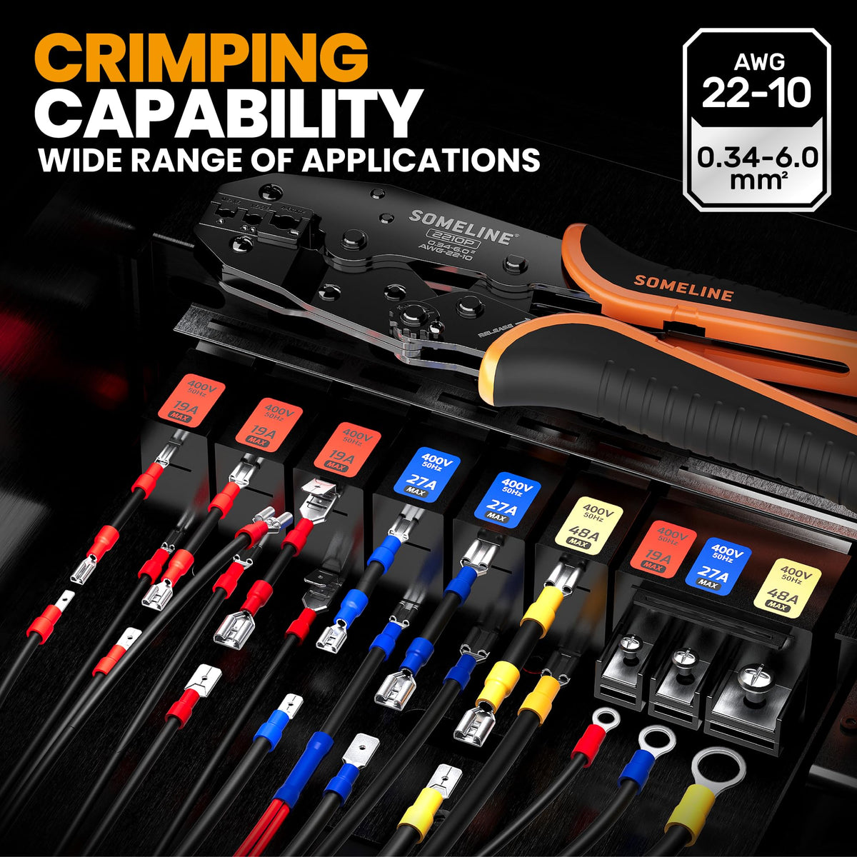SOMELINE® Wire Terminals Crimping Tool, with 39 Sizes Insulated Ratche