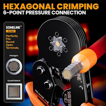 SOMELINE® Ferrule Crimping Tool set, Hexagonal Ferrule Crimping Pliers (AWG 24-10), with 24 Sizes Insulated Ferrules and Insulated Twin Ferrules, Crimp Pliers and Stripper Kit Crimp Connector