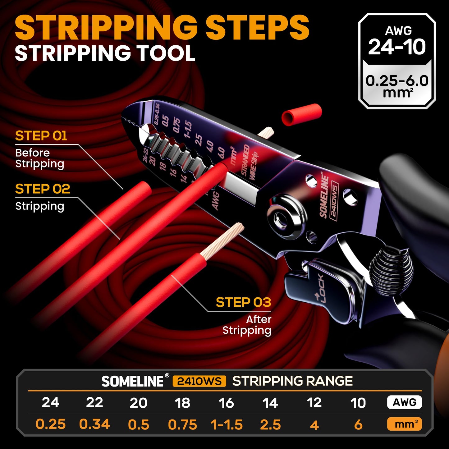 SOMELINE® Ferrule Crimping Tool, Ratchet Pliers for AWG24-8 with 23 Sizes Wire End Ferrule Terminals, Quadrilateral Wire Crimp Pliers with Crimp Connectors,Crimp Pliers and Stripper Kit Crimp Connector