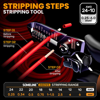 SOMELINE® Ferrule Crimping Tool, Ratchet Pliers for AWG24-8 with 23 Sizes Wire End Ferrule Terminals, Quadrilateral Wire Crimp Pliers with Crimp Connectors,Crimp Pliers and Stripper Kit Crimp Connector