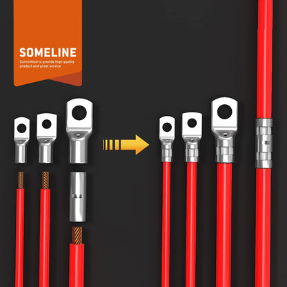 SOMELINE® T-Series Tube Cable Lug Kits - Ring Cable Lugs - Cable Lugs - Battery Cable Lugs - Crimp Connectors - Suitable as Cable Connectors for Automotive - 35-50mm² - Wire Cable Crimping