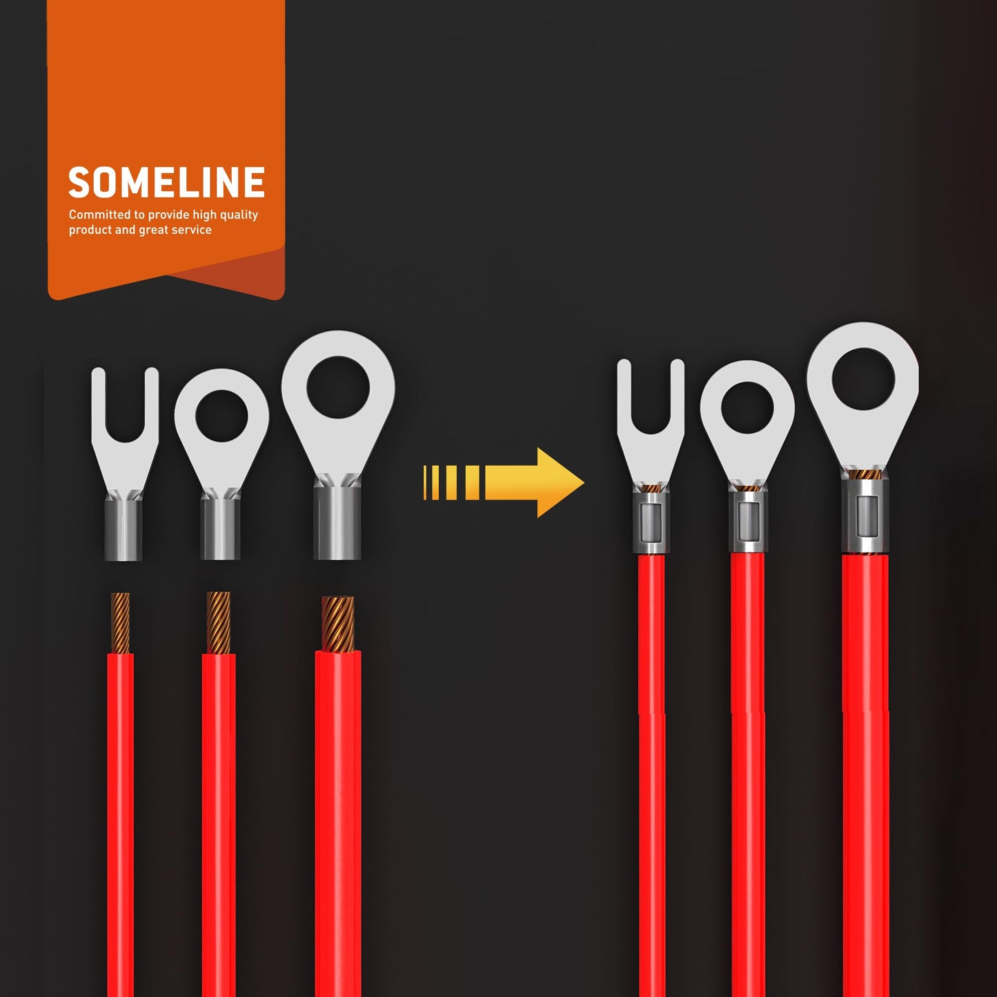 SOMELINE® DIN Series Ring Cable Lug Set - Crimp Cable Lugs - Non-Insulated for Cables 0.34-10mm² - M3 M4 M5 M6 M8 M10 - Cable Lugs - Tube Cable Lugs - Ring Cable Lugs - Compatible with 16S Crimping Pliers