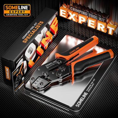 SOMELINE® Wire Crimping Tool with Ratchet 22–14 AWG for Waterproof Automotive Electrical Connectors – Open Barrel Crimping Tool – Crimping Pliers Compatible with TE AMP Superseal 1.5 mm Series
