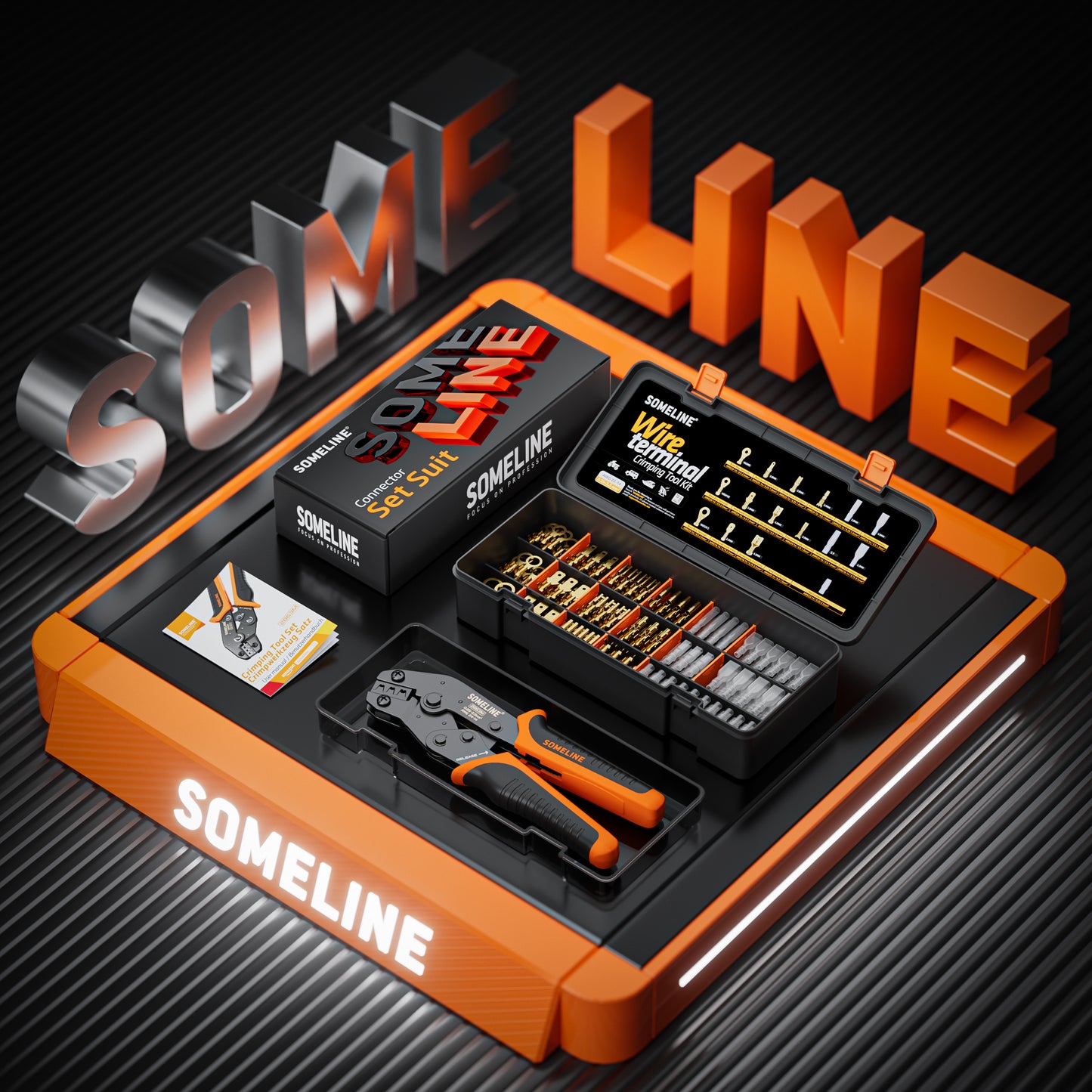 SOMELINE® Wire Terminal Crimping Tool Kit,2.8/3.9/4.8/6.3mm Male Female Disconnect Terminals,with 12 Sizes Wire Connector Set, Crimp Plier 0.25-2.5mm²(AWG 24-14) Non-Insulated Open Barrel Terminals Wire Splices Brass Spade