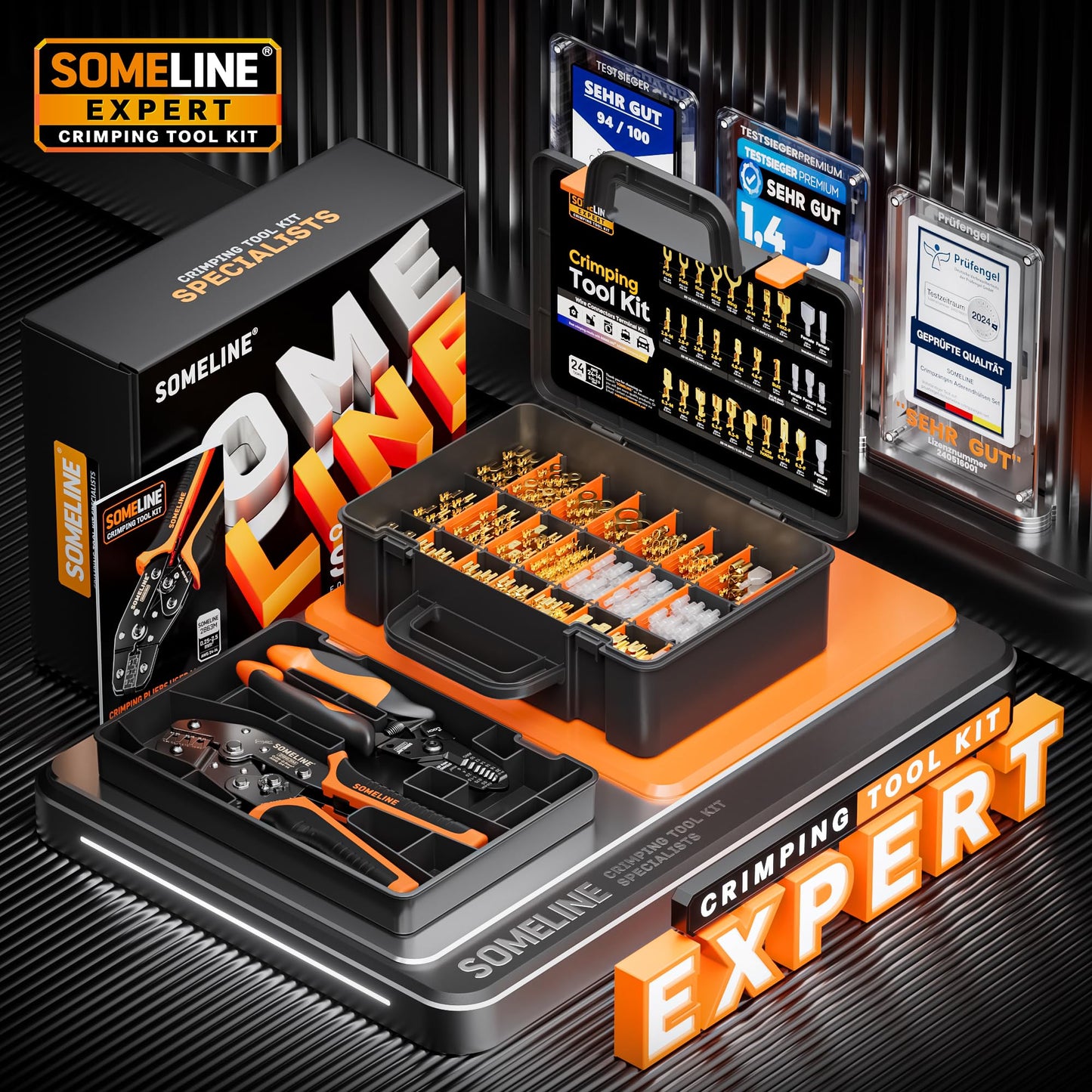 SOMELINE® Wire Terminal Crimping Tool Kit,2.8/3.9/4.8/6.3mm Male Female Disconnect Terminals,AWG 24-14 Crimping Pliers for Molex 2.13/2.36mm, AMP - TE CONNECTIVITY Connectors,With Wire Stripper Set