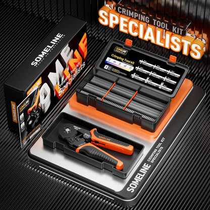 SOMELINE® Non-Insulated Ferrule Crimping Tool Kit,Self-Adjusting Crimping Pliers for wire ferrules AWG 24-8,with 9 Sizes Non-Insulated Wire Ferrules,Square Crimping Pliers Crimp Connector Kit