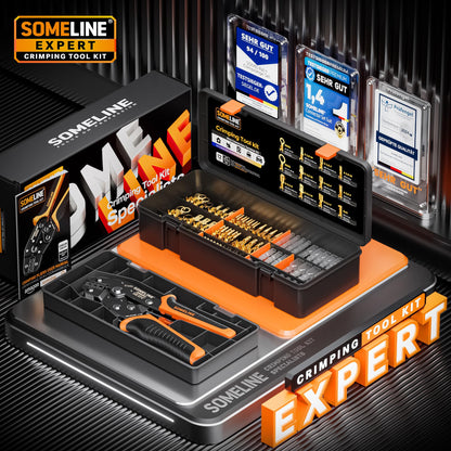 SOMELINE® Open Terminal Connector Crimping Tool Kit, with 12 Sizes Wire Terminals, Male Female Disconnect Terminals, 24-14 AWG Crimper, Ratcheting Wire Crimper, Crimping Pliers, Wire Crimp Tool