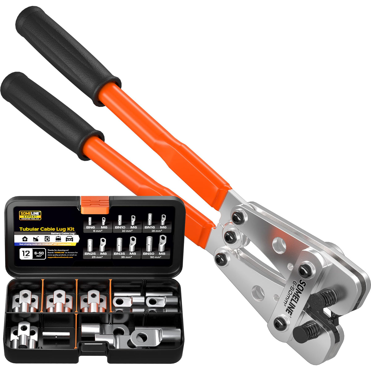 SOMELINE® Crimping Tool Set for Cable Lugs, Ring Terminals, Tinned Cop