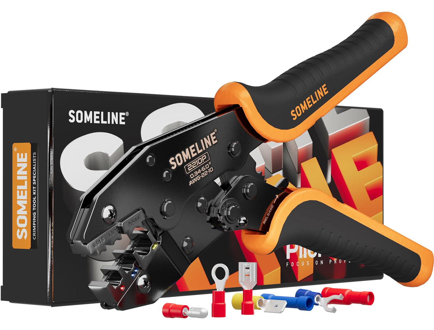 SOMELINE® Crimping Tool for Insulated Electrical Connectors 0.34–6 mm² – Ratchet Crimping Plier – Electrical Crimper Pliers – Terminal Crimping Tool