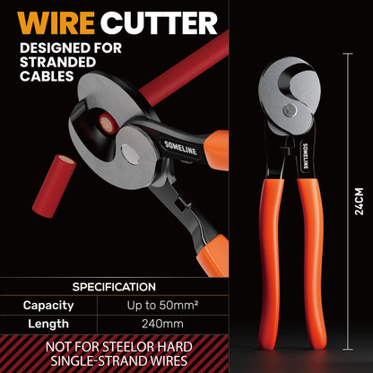 SOMELINE® Crimping Tool Cable Lugs Set, Tube Cable Lug Pliers 6-50mm², Tinned Copper Ring Cable Lugs with Bolt Hole, Includes Cable Cutter + Tool Box, Crimping Pliers - Pressing Tool, Electrical Tool Set