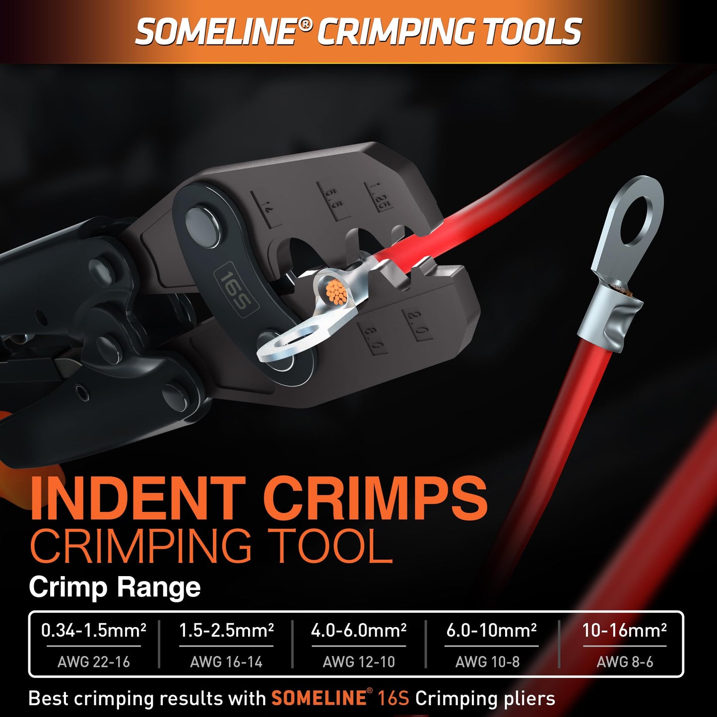 SOMELINE® DIN Series Ring Cable Lug Set - Crimp Cable Lugs - Non-Insulated for Cables 0.34-10mm² - M3 M4 M5 M6 M8 M10 - Cable Lugs - Tube Cable Lugs - Ring Cable Lugs - Compatible with 16S Crimping Pliers