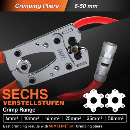 SOMELINE® T-Series Tube Cable Lug Kits - Butt Connectors - Cable Lugs - Battery Cable Lugs - Crimp Connectors - Suitable as Cable Connectors for Automotive - 6-50mm² - Wire Cable Crimping