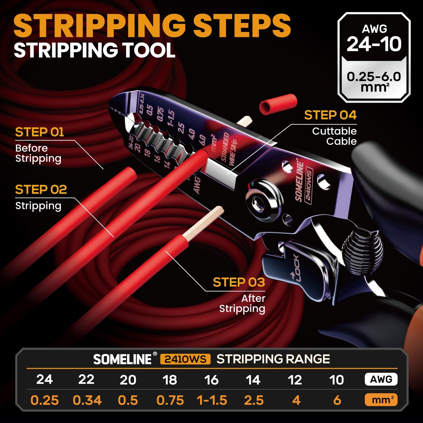 SOMELINE® Crimping Tool Kit, Waterproof Automotive Electrical Connectors (1/2/3/4/5 Pin), 22–14 AWG Ratchet Crimper & Terminal Removal Tools for Car/Motorcycle/Boat