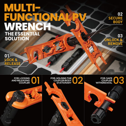 SOMELINE® Solar Connector Crimping Tool Kit, 14 12 10 AWG Ratchet Wire Crimper, 15 Pairs Solar Panel Connectors, Wrenches and Automatic Solar Wire Stripper, for Solar Panel Cable Assembly