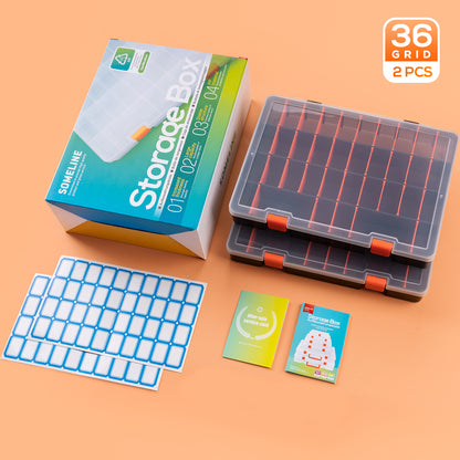 SOMELINE® Sortimentskasten mit 36 Fächern | Stabile Sortierbox für Schrauben, Kleinteile, Klein- und Nähutensilien | Perfekte Aufbewahrungsbox für Nägel und Schrauben | Maße: 25,2x19x4cm | 2 Stück Schwarz