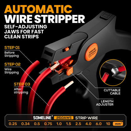 SOMELINE® Hexagonal Crimping Pliers Set, 36 Types [0.25-10mm²] Wire end ferrules Set, with Hexagonal Wire end Ferrule Pliers and Automatic Stripper, Crimping Pliers -Stackable Storage Box