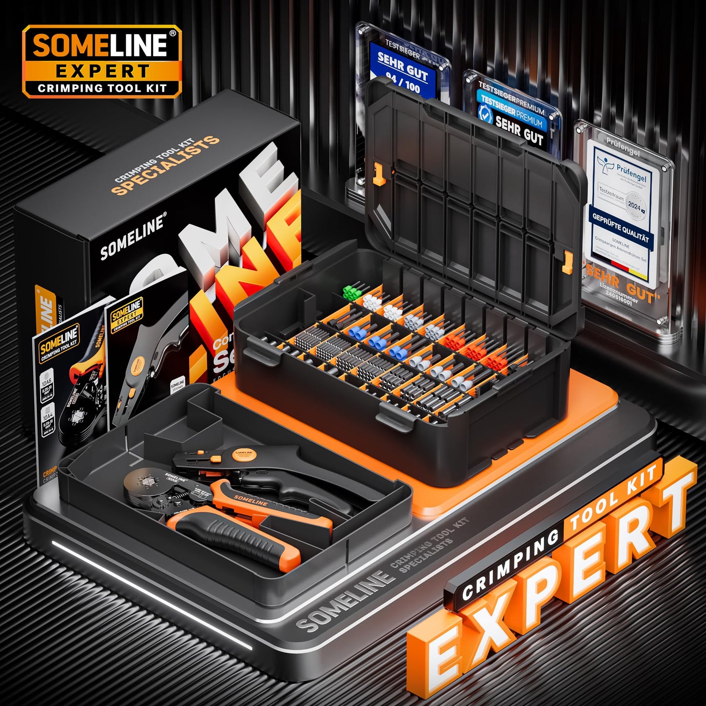 SOMELINE® Hexagonal Crimping Pliers Set, 36 Types [0.25-10mm²] Wire end ferrules Set, with Hexagonal Wire end Ferrule Pliers and Automatic Stripper, Crimping Pliers -Stackable Storage Box