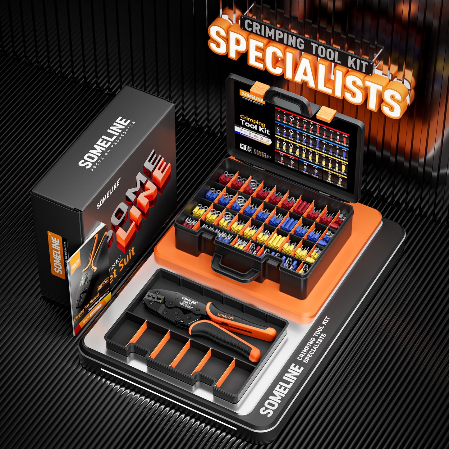 SOMELINE® Crimping Tool for Insulated Electrical Wire Connectors Kit, with 39 Sizes PVC Insulated Wire Terminals and 22-10 AWG Ratchet Crimping Pliers – for Automotive & Electrical Repairs