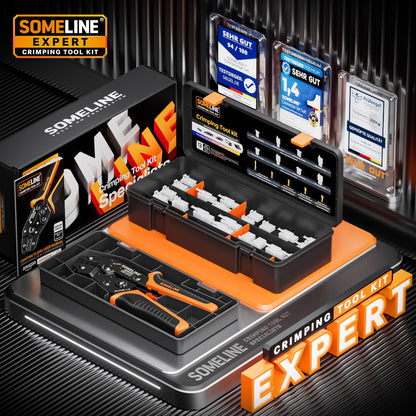 SOMELINE® Automotive Wire Connectors Crimp Tool Kit, Crimper for 24-14 AWG Non-Insulated Quick Disconnect Terminals, with 2-6 Pin 2.8mm Plugs & Sockets