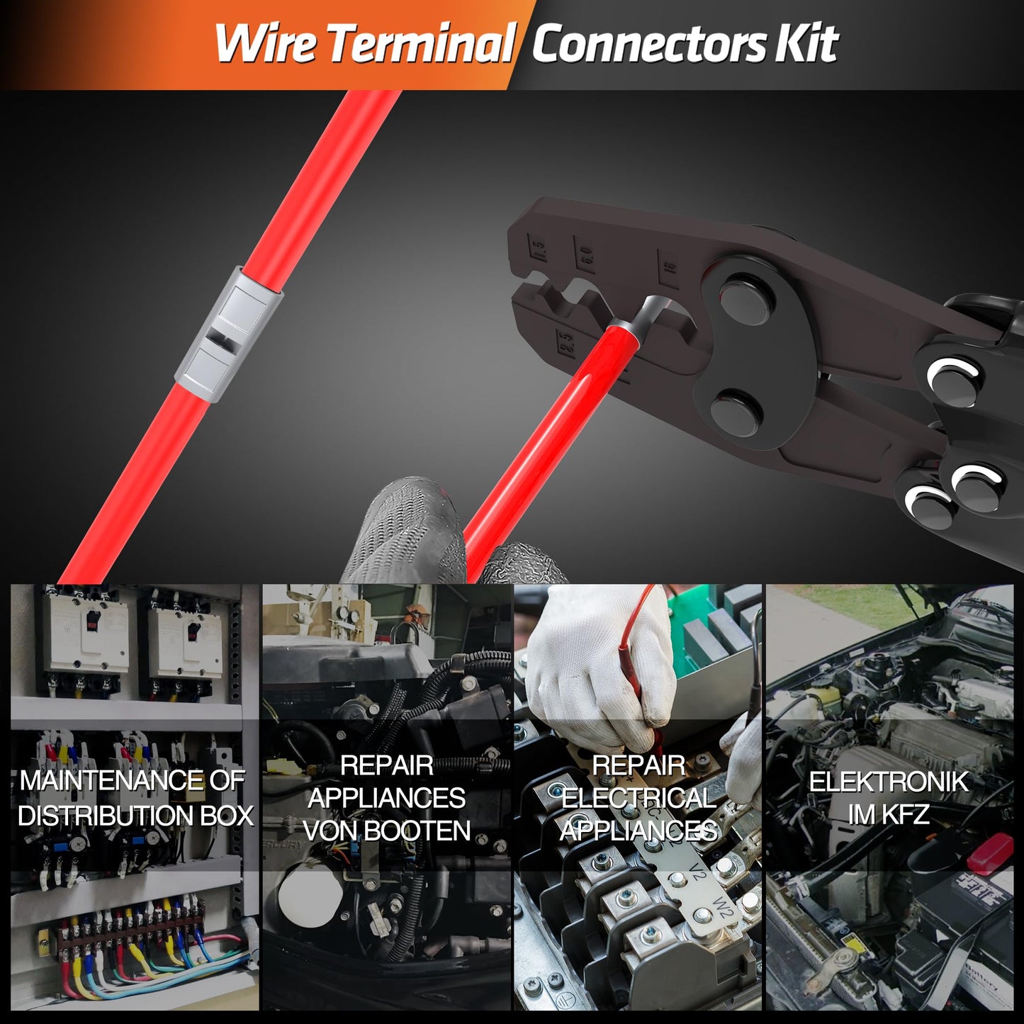 SOMELINE® DIN Series Cable Lug Set, Butt Connectors, Crimp Connectors, Crimp Cable Lugs for Bare Cables 0.34mm² - 6mm², 10mm² - 16mm², Non-Insulated, with Cable Lugs, Compatible with 16S Crimping Pliers