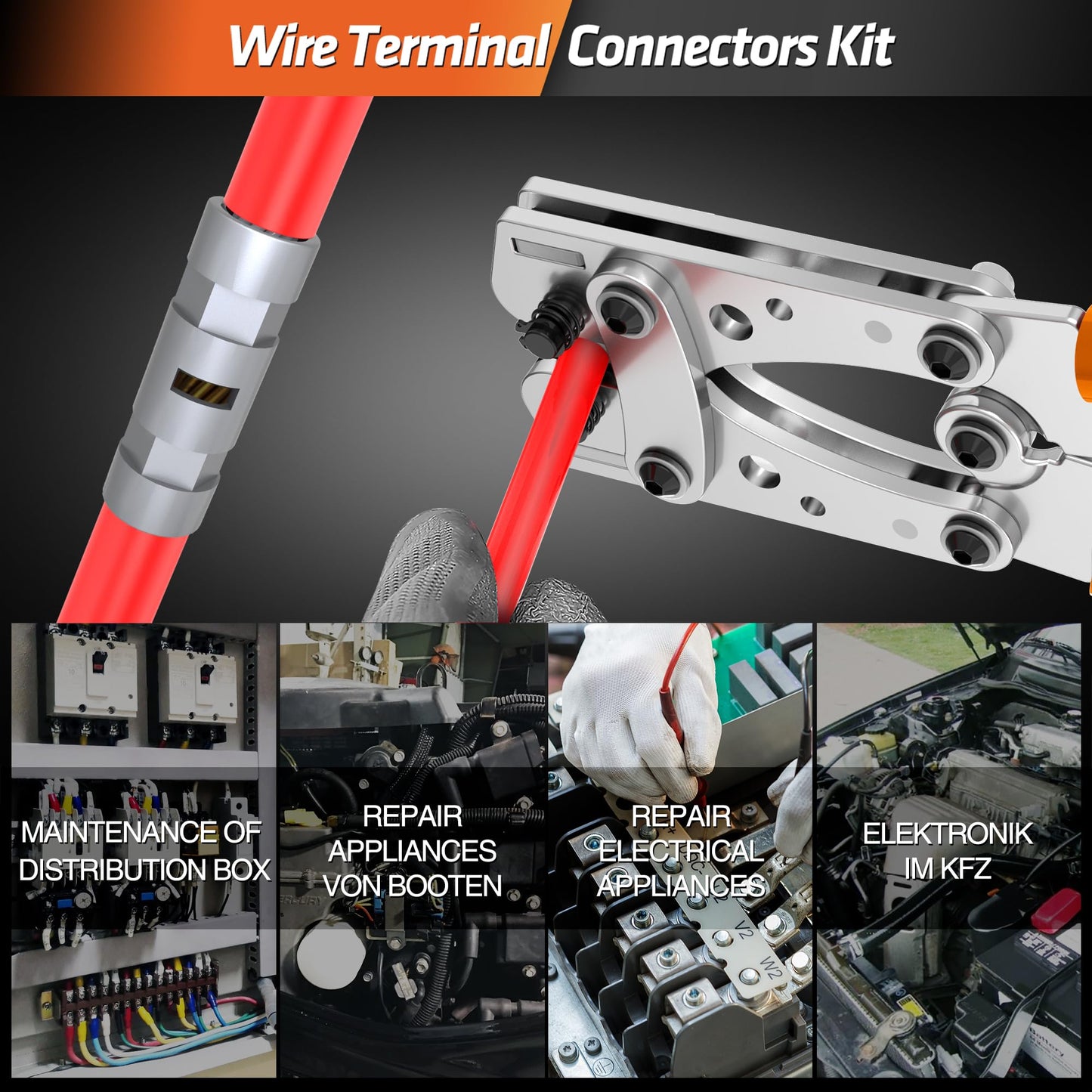 SOMELINE® T-Series Tube Cable Lug Kits - Butt Connectors - Cable Lugs - Battery Cable Lugs - Crimp Connectors - Suitable as Cable Connectors for Automotive - 6-50mm² - Wire Cable Crimping