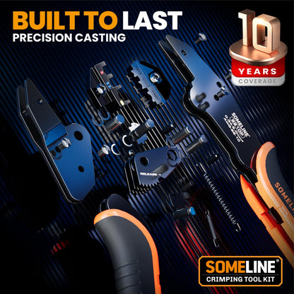 SOMELINE® Crimping Tool for Insulated Electrical Wire Connectors Kit, with 39 Sizes PVC Insulated Wire Terminals and 22-10 AWG Ratchet Crimping Pliers – for Automotive & Electrical Repairs
