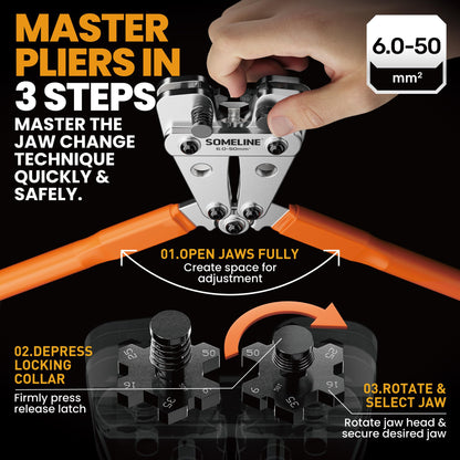 SOMELINE® Crimping Tool Cable Lugs Set, Tube Cable Lug Pliers 6-50mm², Tinned Copper Ring Cable Lugs with Bolt Hole, Includes Cable Cutter + Tool Box, Crimping Pliers - Pressing Tool, Electrical Tool Set