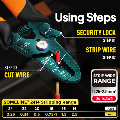 SOMELINE® Wire Terminal Crimping Tool Kit,2.8/3.9/4.8/6.3mm Male Female Disconnect Terminals,with 20 Sizes Wire Connector Set, Crimp Plier 0.25-2.5mm²(AWG 24-14) Non-Insulated Open Barrel Terminals Wire Splices Brass Spade