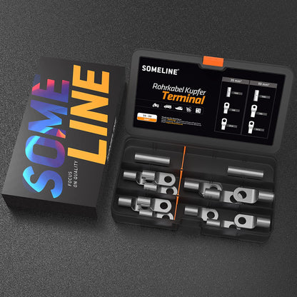 SOMELINE® T-Series Tube Cable Lug Kits - Ring Cable Lugs - Cable Lugs - Battery Cable Lugs - Crimp Connectors - Suitable as Cable Connectors for Automotive - 35-50mm² - Wire Cable Crimping