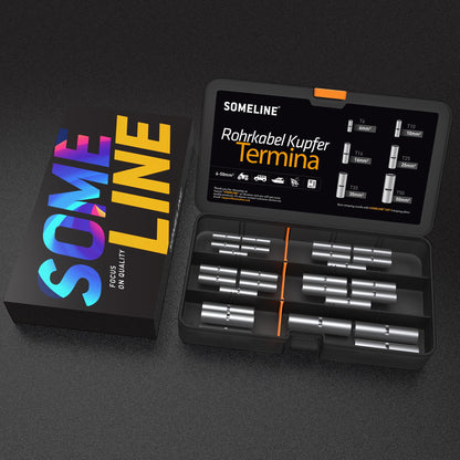 SOMELINE® T-Series Tube Cable Lug Kits - Butt Connectors - Cable Lugs - Battery Cable Lugs - Crimp Connectors - Suitable as Cable Connectors for Automotive - 6-50mm² - Wire Cable Crimping