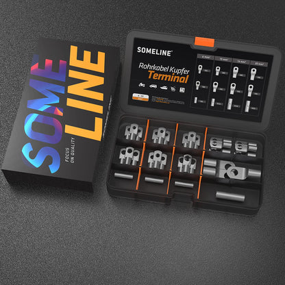 SOMELINE® T-Series Tube Cable Lug Kits - Ring Cable Lugs - Cable Lugs - Battery Cable Lugs - Crimp Connectors - Suitable as Cable Connectors for Automotive - 6-25mm² - Wire Cable Crimping