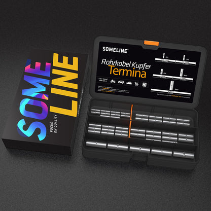 SOMELINE® DIN Series Cable Lug Set, Butt Connectors, Crimp Connectors, Crimp Cable Lugs for Bare Cables 0.34mm² - 6mm², 10mm² - 16mm², Non-Insulated, with Cable Lugs, Compatible with 16S Crimping Pliers