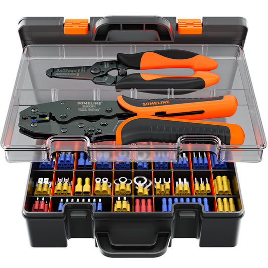 SOMELINE® Insulated Wire Terminal Crimping Tools Kit, Crimping Tool Set with 36 Sizes Wire Crimps Terminal, Crimping Cable Lugs Set, Butt Plugs Terminal for 0.34-6 mm²(AWG 22-10) Electrical Wire